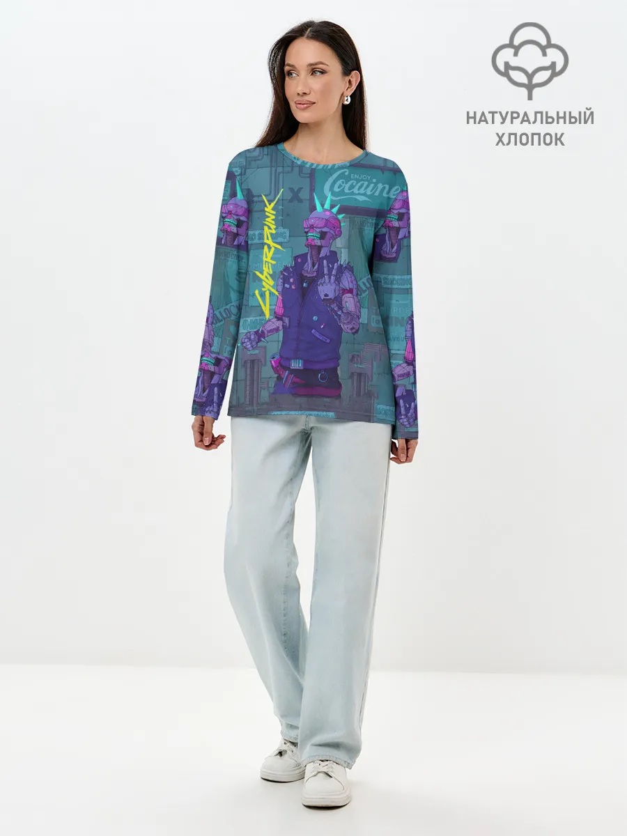 Лонгслив женский. Хлопок / Cyberpunk 2077