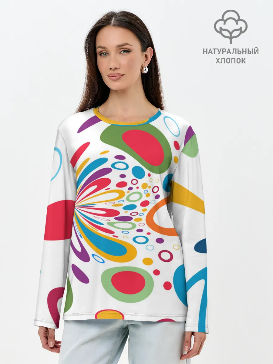 Лонгслив женский. Хлопок / Яркие краски