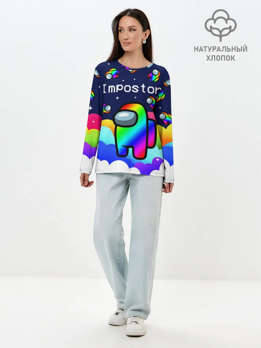 Лонгслив женский. Хлопок / РАДУЖНЫЙ IMPOSTOR