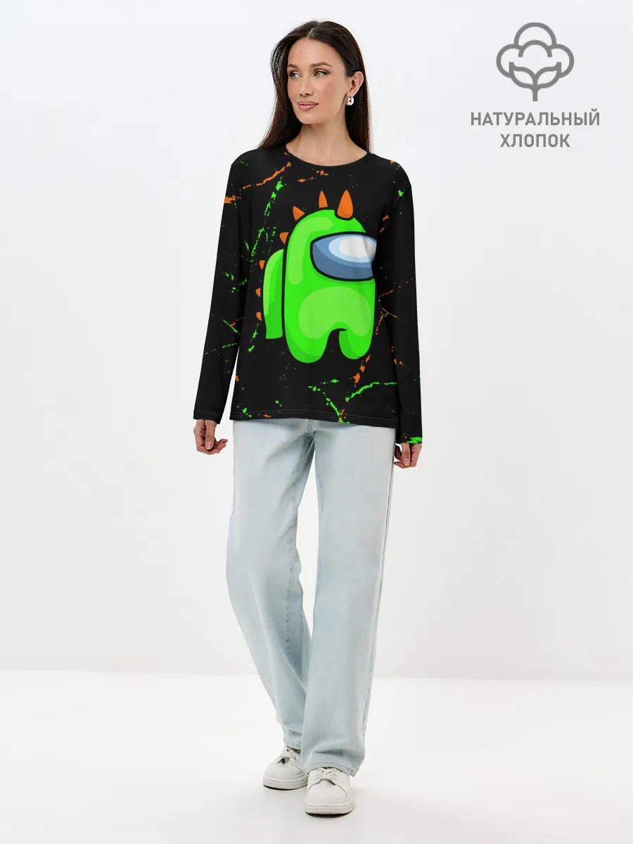 Лонгслив женский. Хлопок / AMONG US - FORTNITE REX
