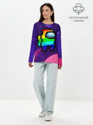 Лонгслив женский. Хлопок / AMONG US - RAINBOW SPACE