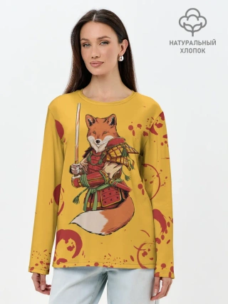 Лонгслив женский. Хлопок / Лис Самурай