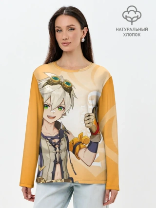 Лонгслив женский. Хлопок / GENSHIN IMPACT, БЕННЕТ