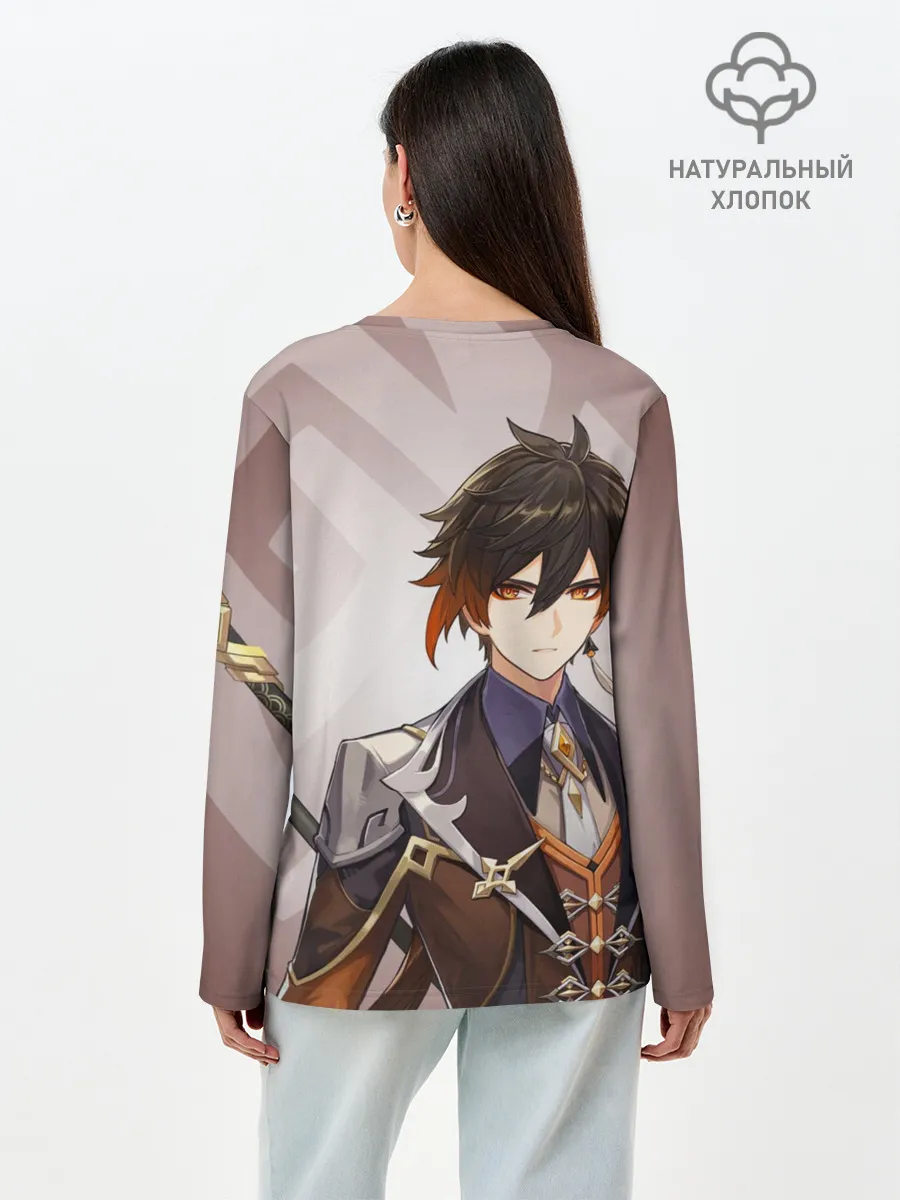 Лонгслив женский. Хлопок / GENSHIN IMPACT, ЧЖУН ЛИ