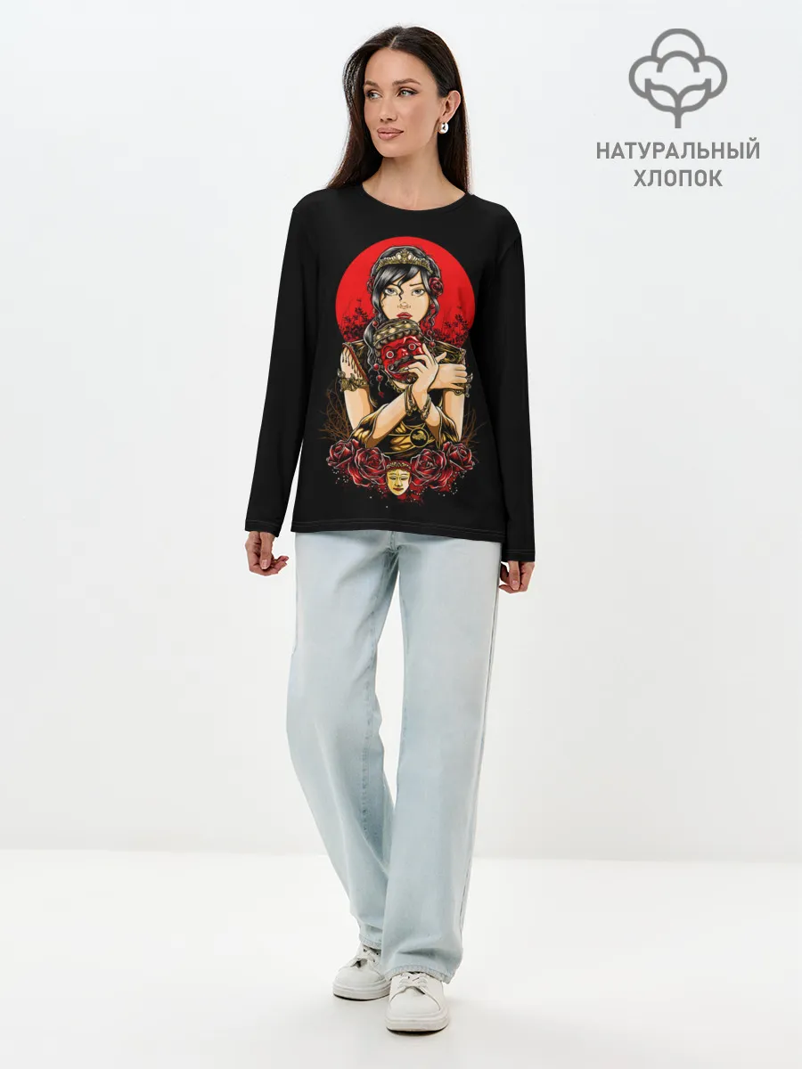 Лонгслив женский. Хлопок / ДЕВУШКА В МАСКЕ