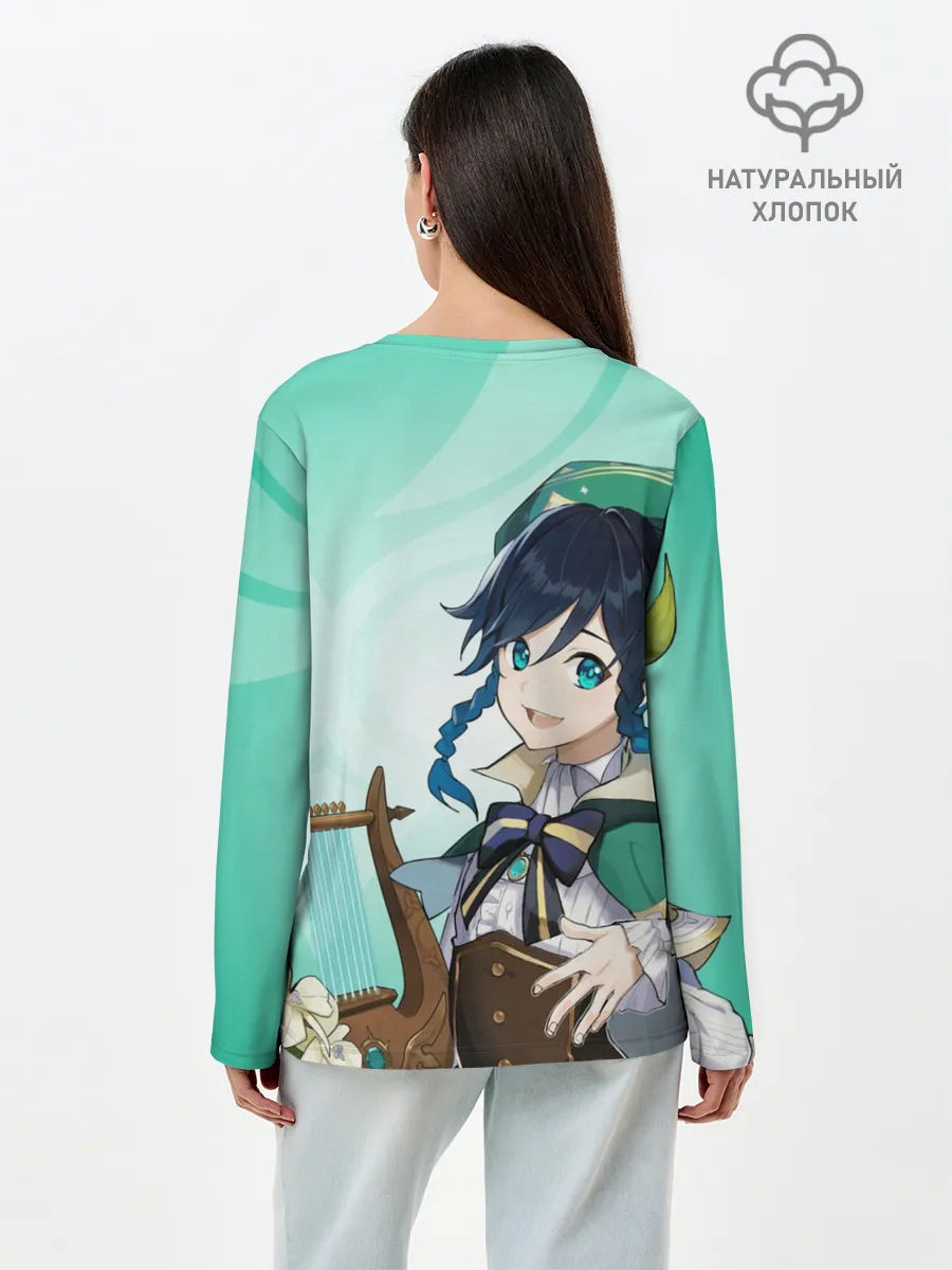 Лонгслив женский. Хлопок / GENSHIN IMPACT, ВЕНТИ