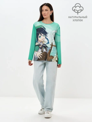 Лонгслив женский. Хлопок / GENSHIN IMPACT, ВЕНТИ