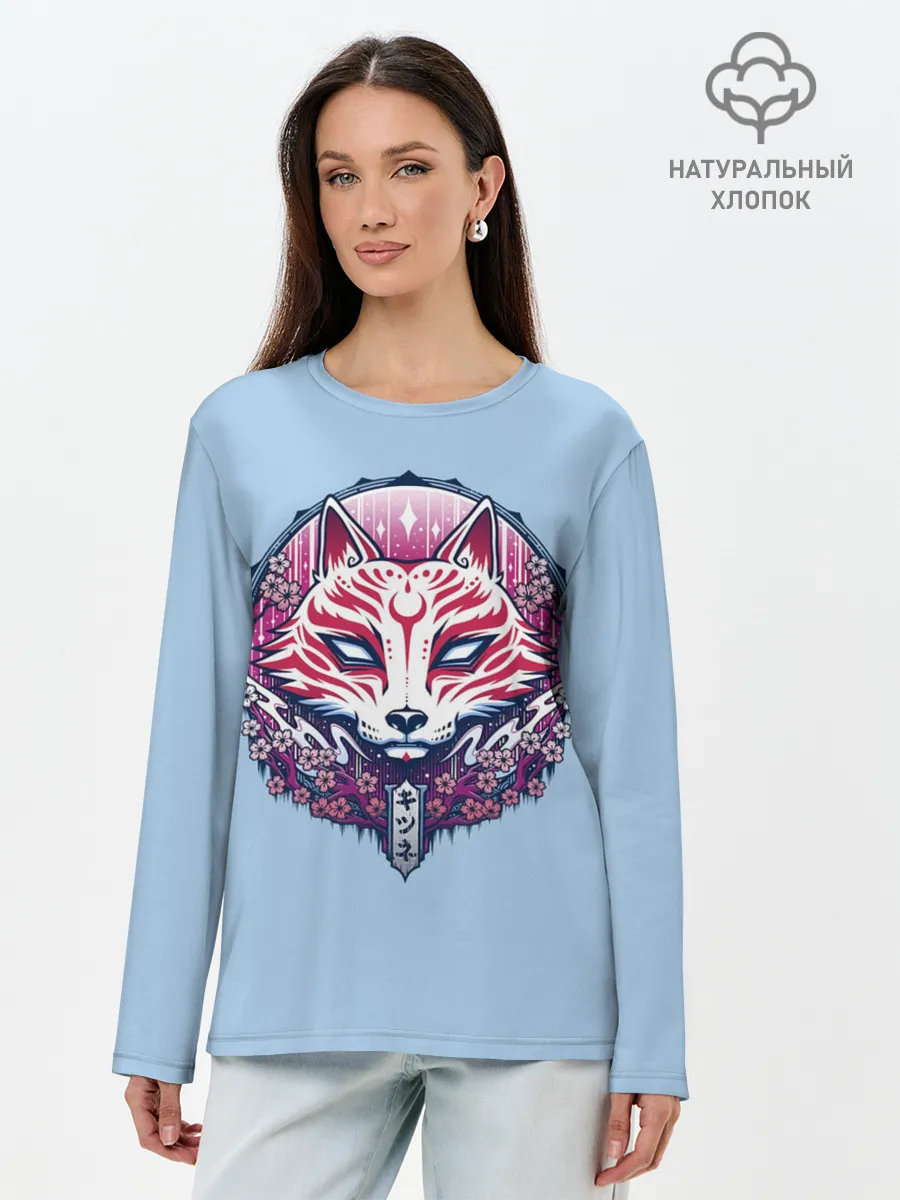 Лонгслив женский. Хлопок / Киса | Сакура