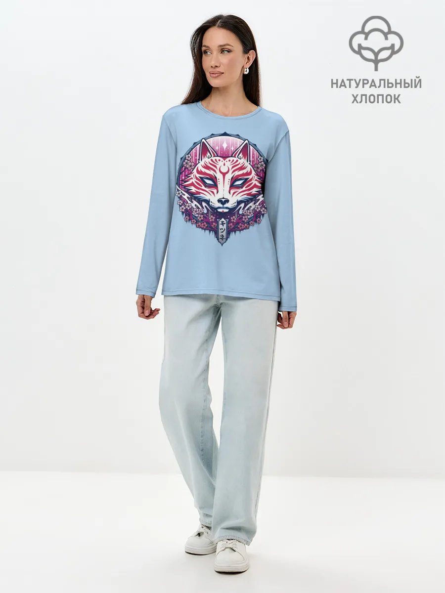 Лонгслив женский. Хлопок / Киса | Сакура