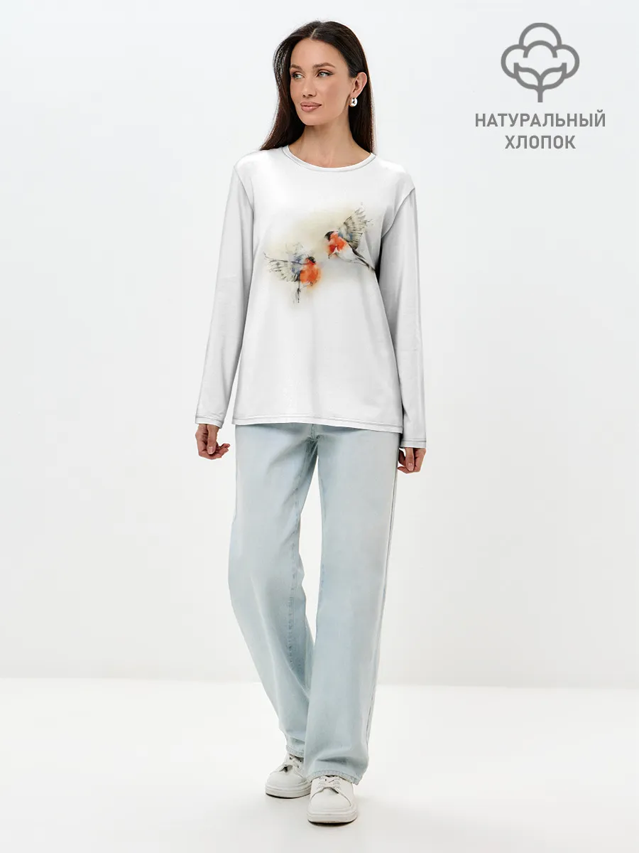 Лонгслив женский. Хлопок / Снегири