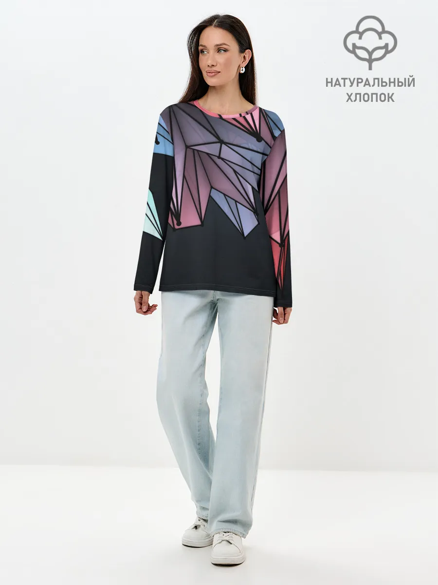 Лонгслив женский. Хлопок / ГеометриЧеский Рисунок