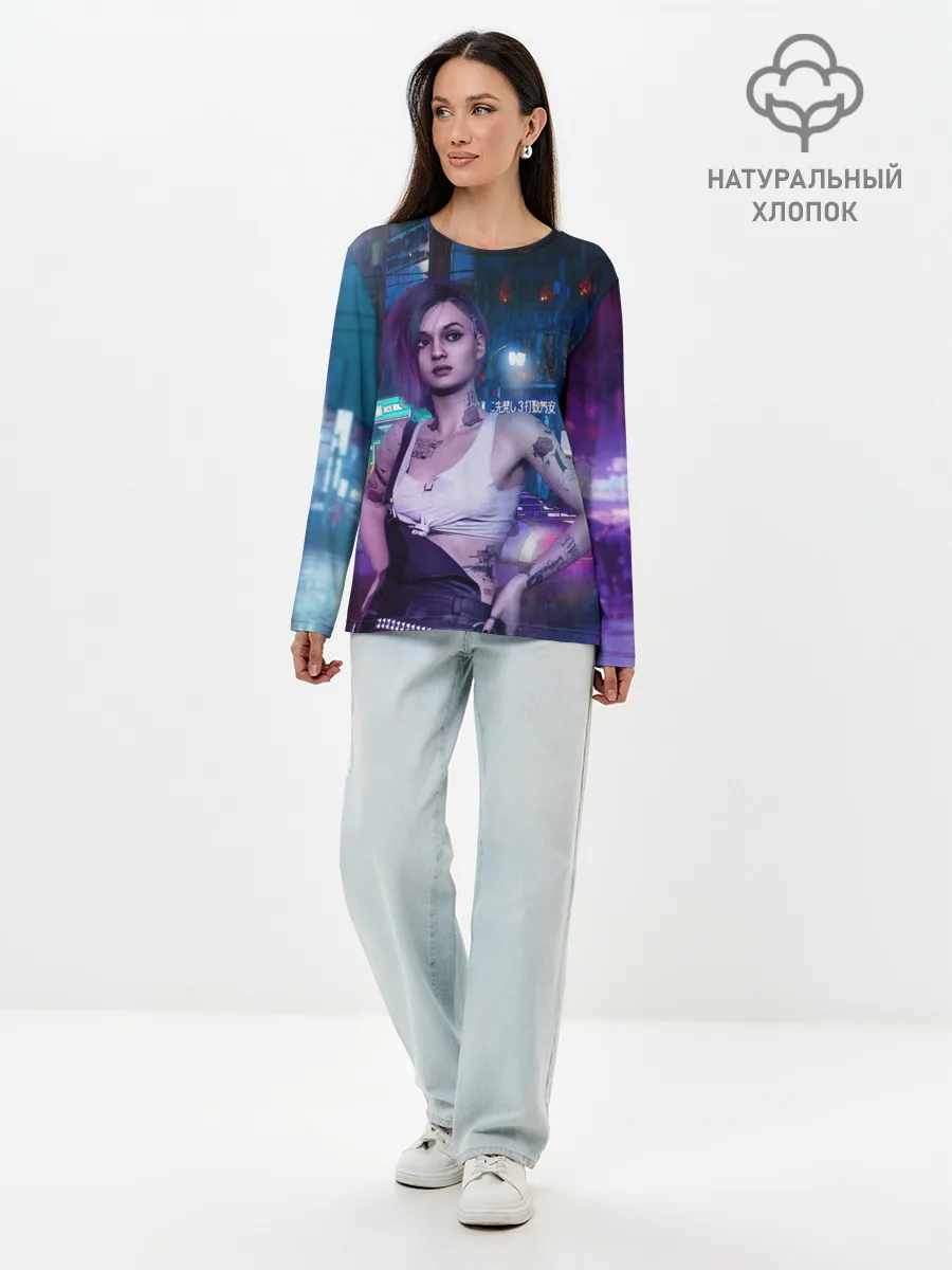 Лонгслив женский. Хлопок / Cyberpunk 2077