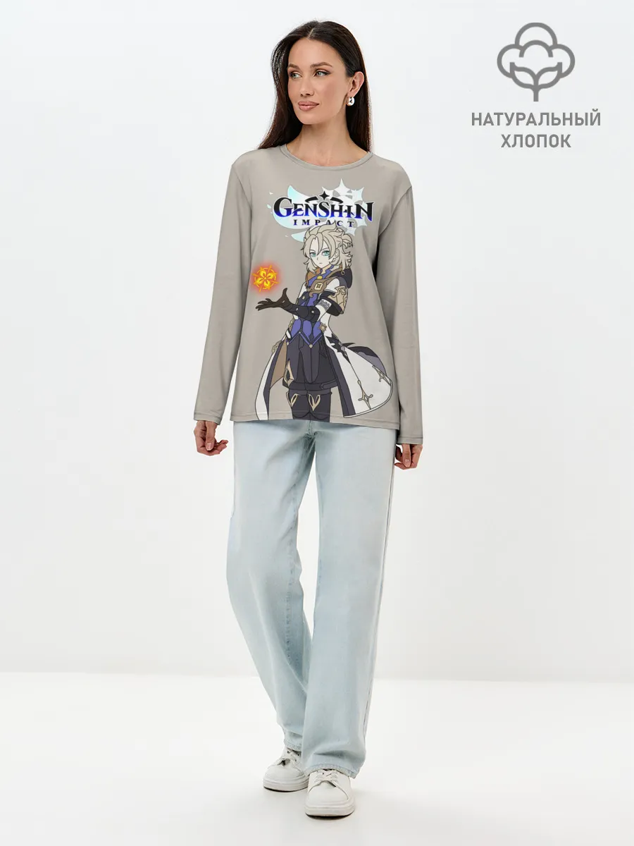 Лонгслив женский. Хлопок / Genshin impact/Альбедо