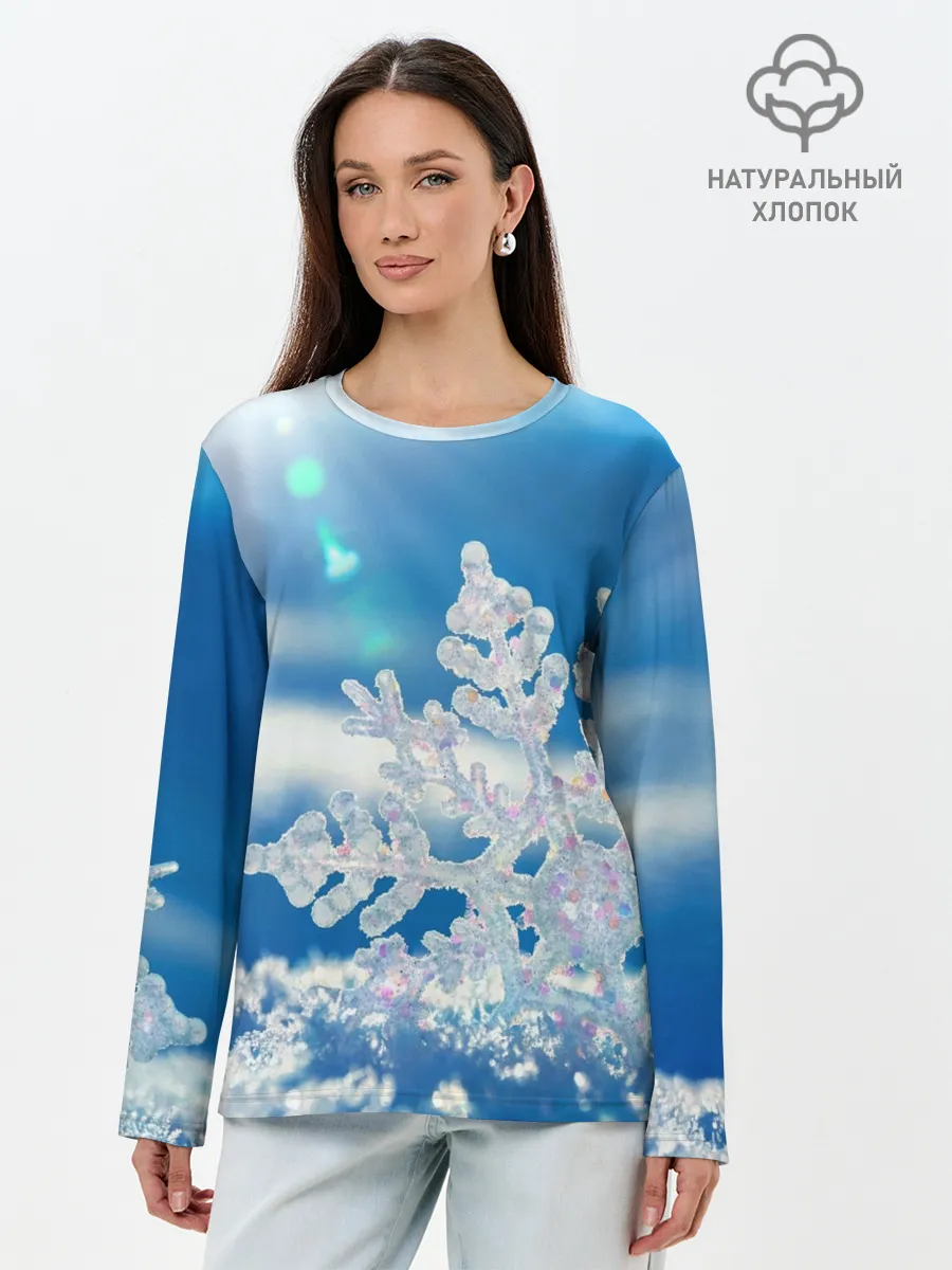 Лонгслив женский. Хлопок / Снег