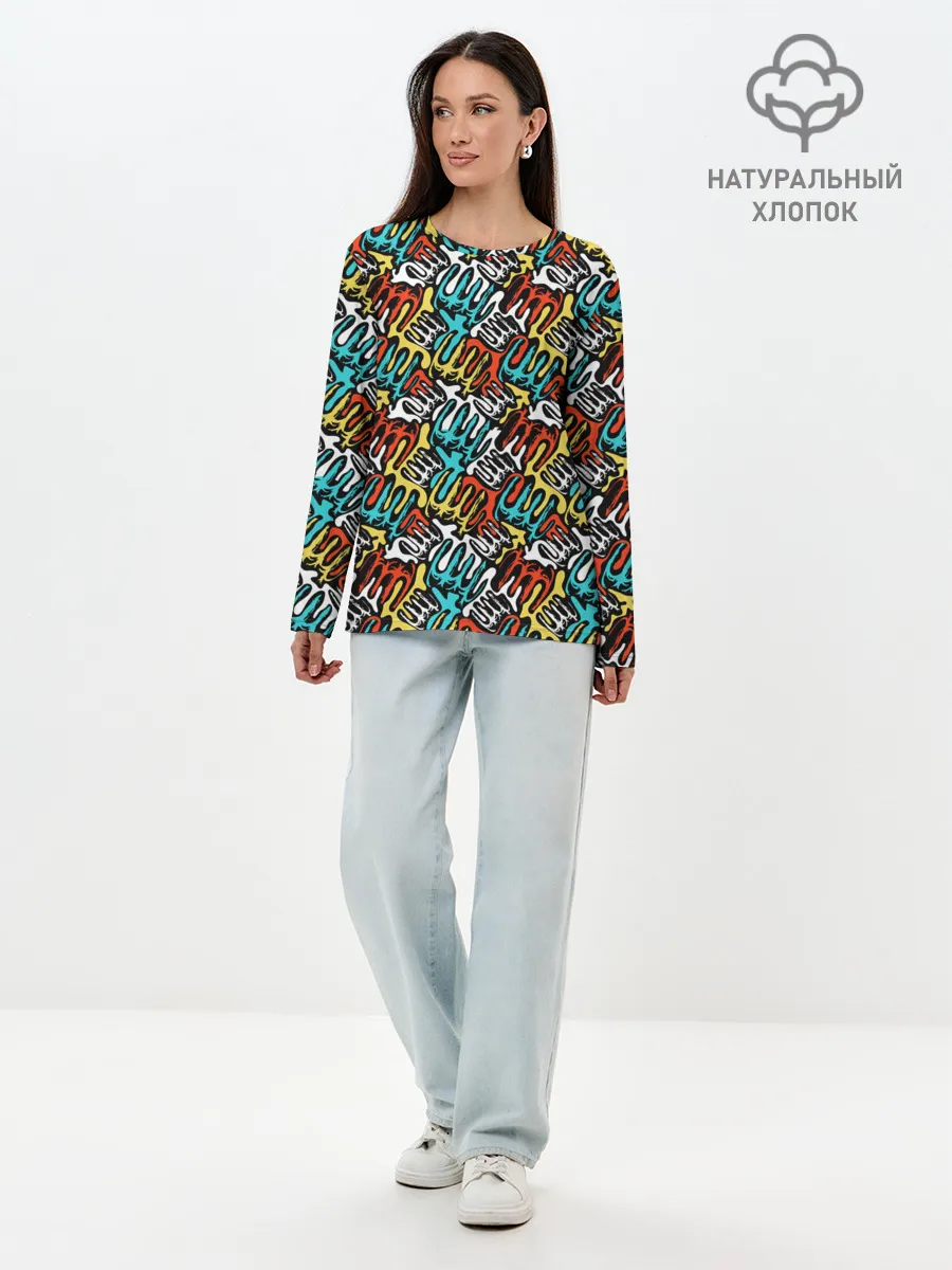 Лонгслив женский. Хлопок / граффити