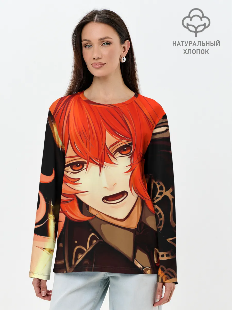 Лонгслив женский. Хлопок / GENSHIN IMPACT DILUC