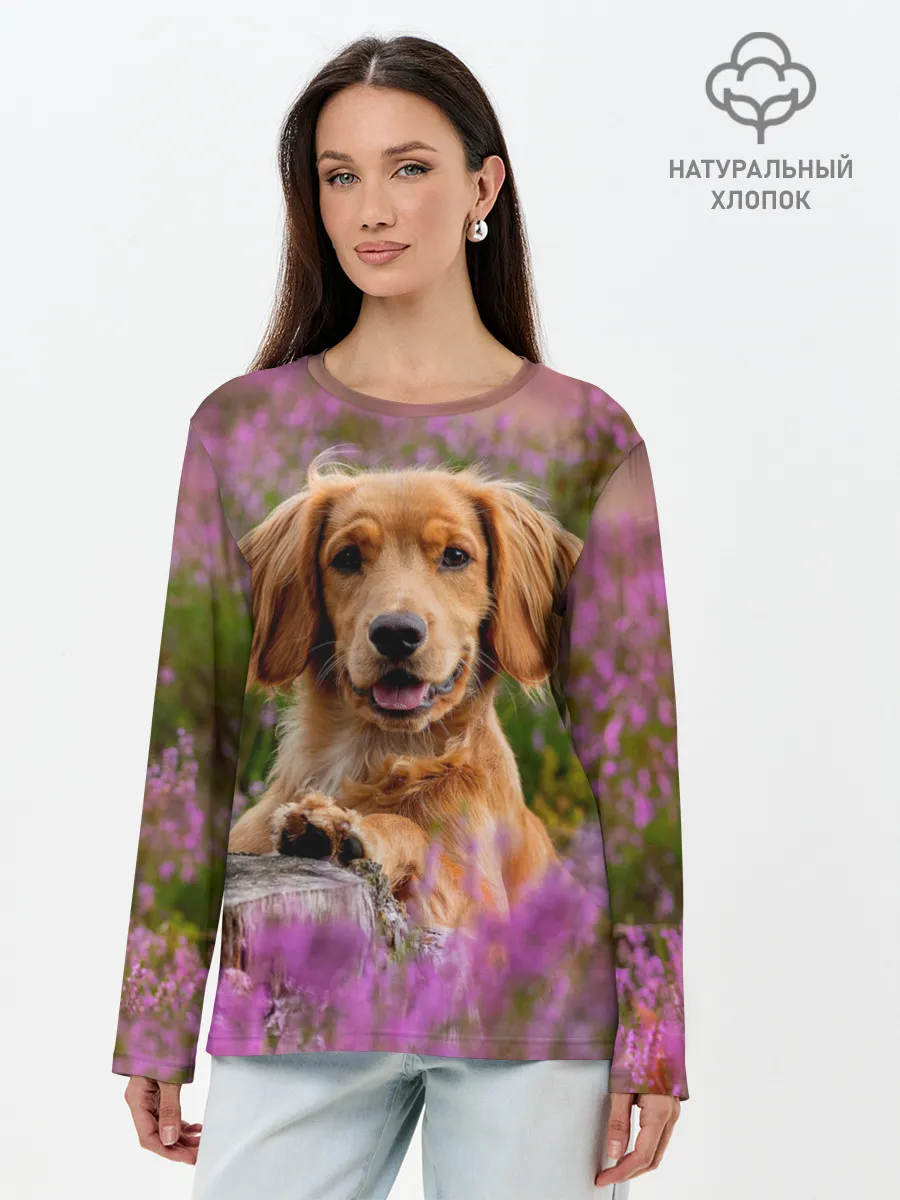 Лонгслив женский. Хлопок / Dog