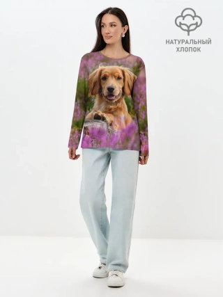 Лонгслив женский. Хлопок / Dog