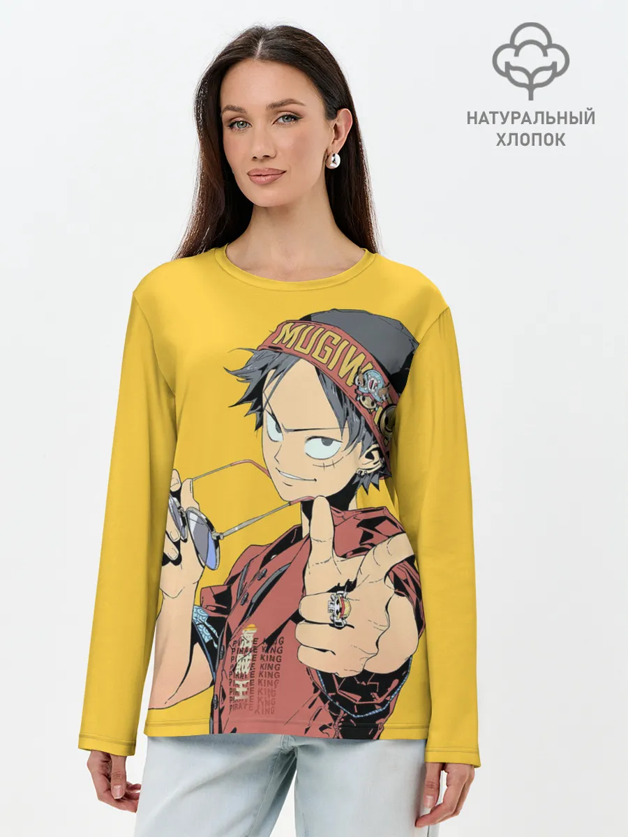 Лонгслив женский. Хлопок / One Piece Luffy Луффи