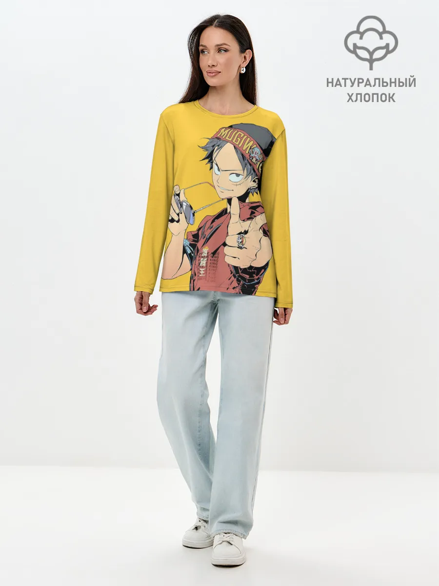 Лонгслив женский. Хлопок / One Piece Luffy Луффи