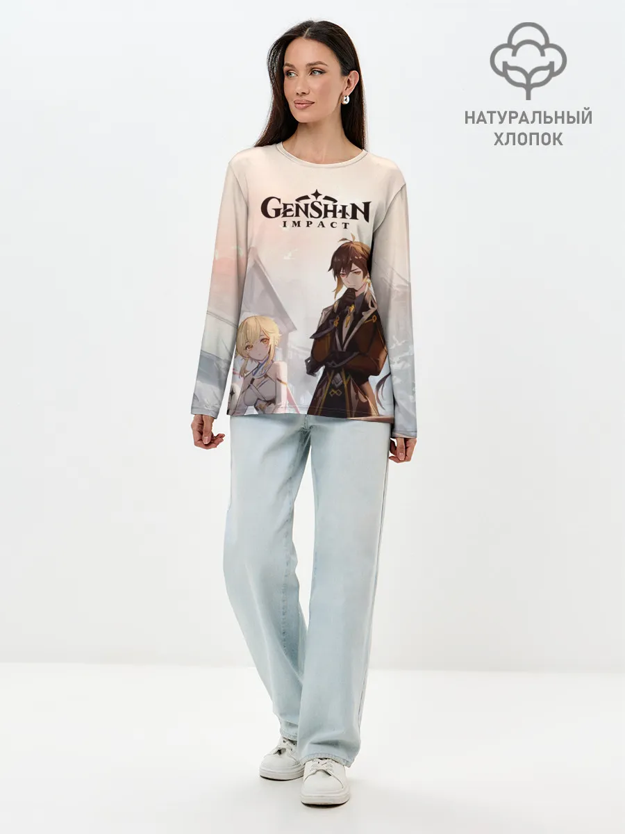 Лонгслив женский. Хлопок / GENSHIN IMPACT Zhongli