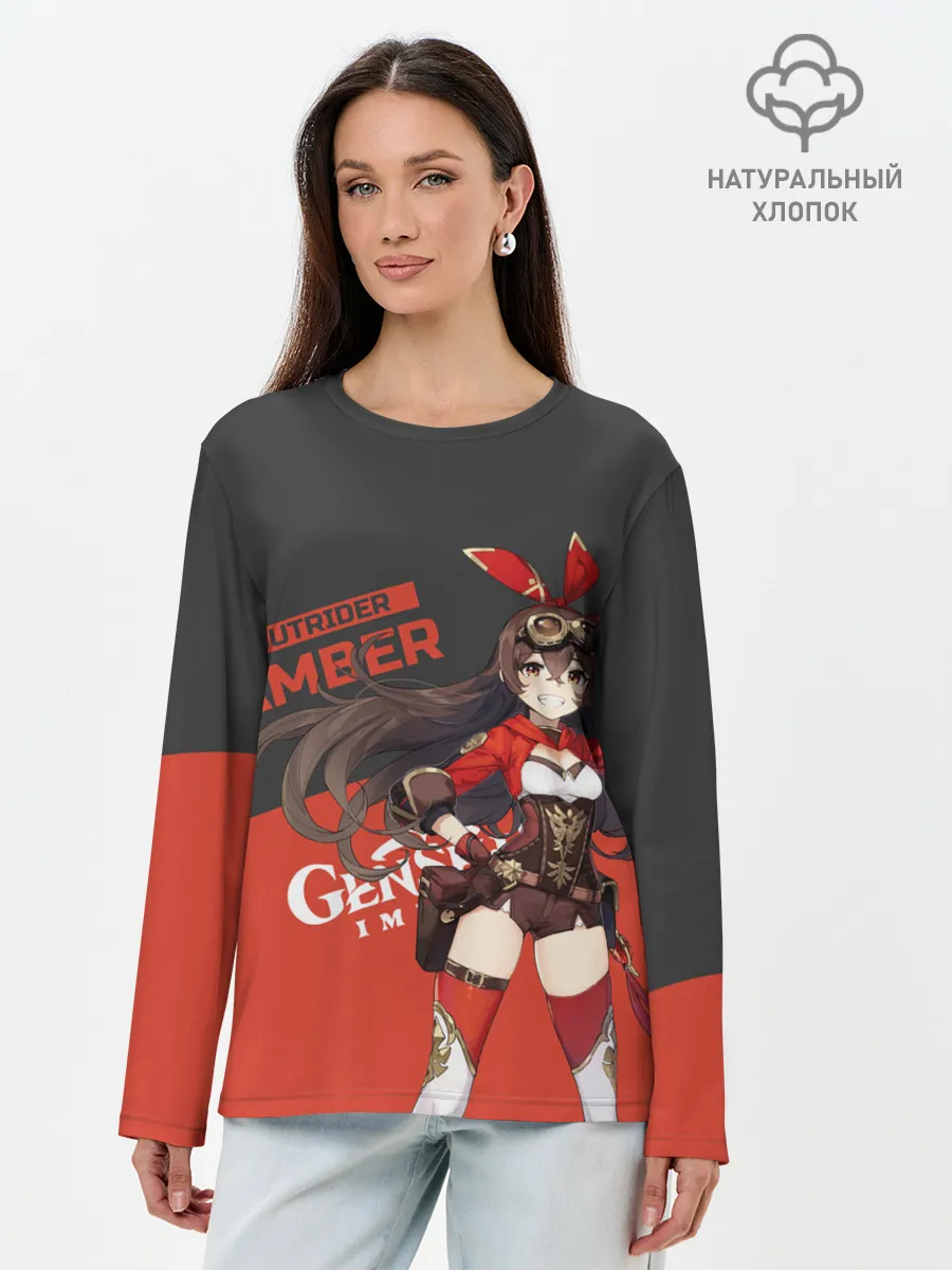Лонгслив женский. Хлопок / Genshin Impact Amber