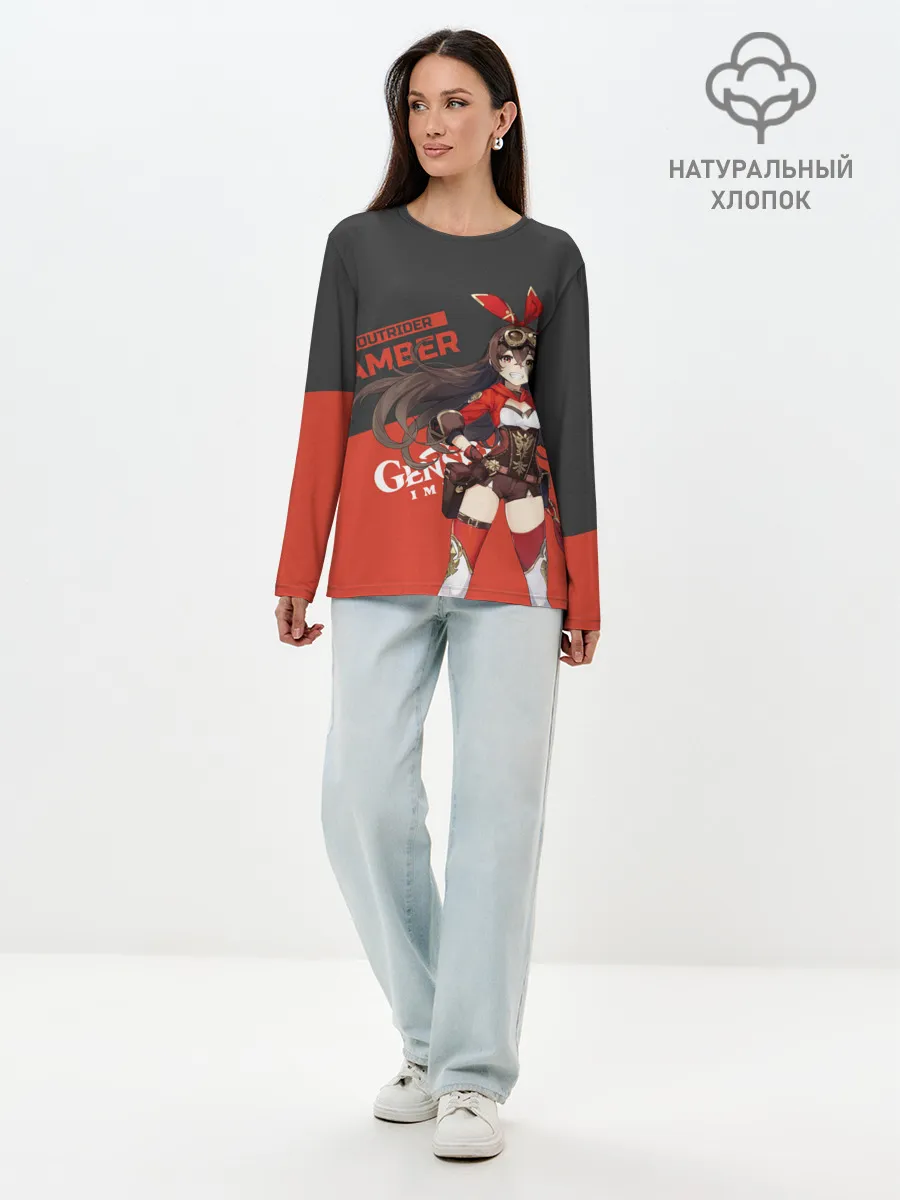 Лонгслив женский. Хлопок / Genshin Impact Amber