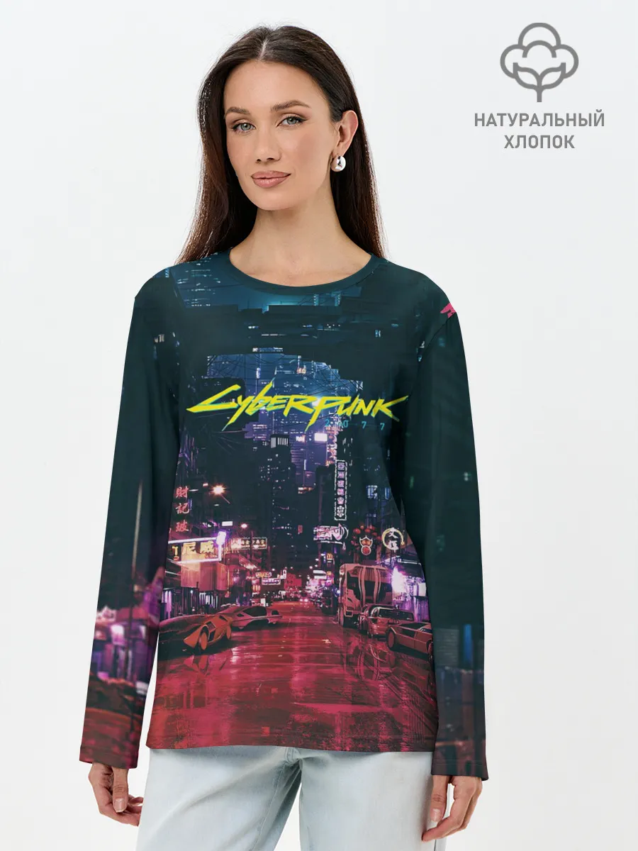 Лонгслив женский. Хлопок / Cyberpunk 2077
