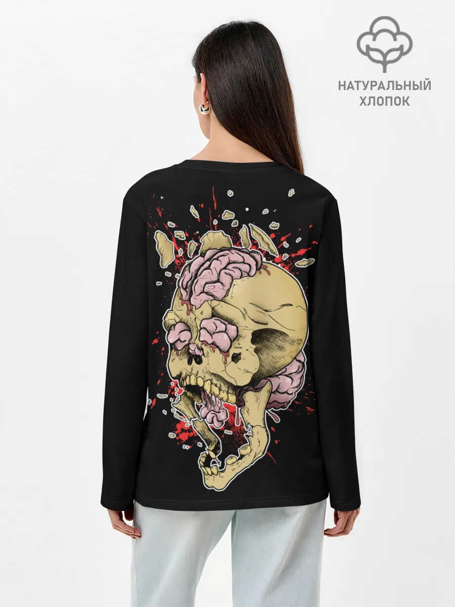 Лонгслив женский. Хлопок / Череп
