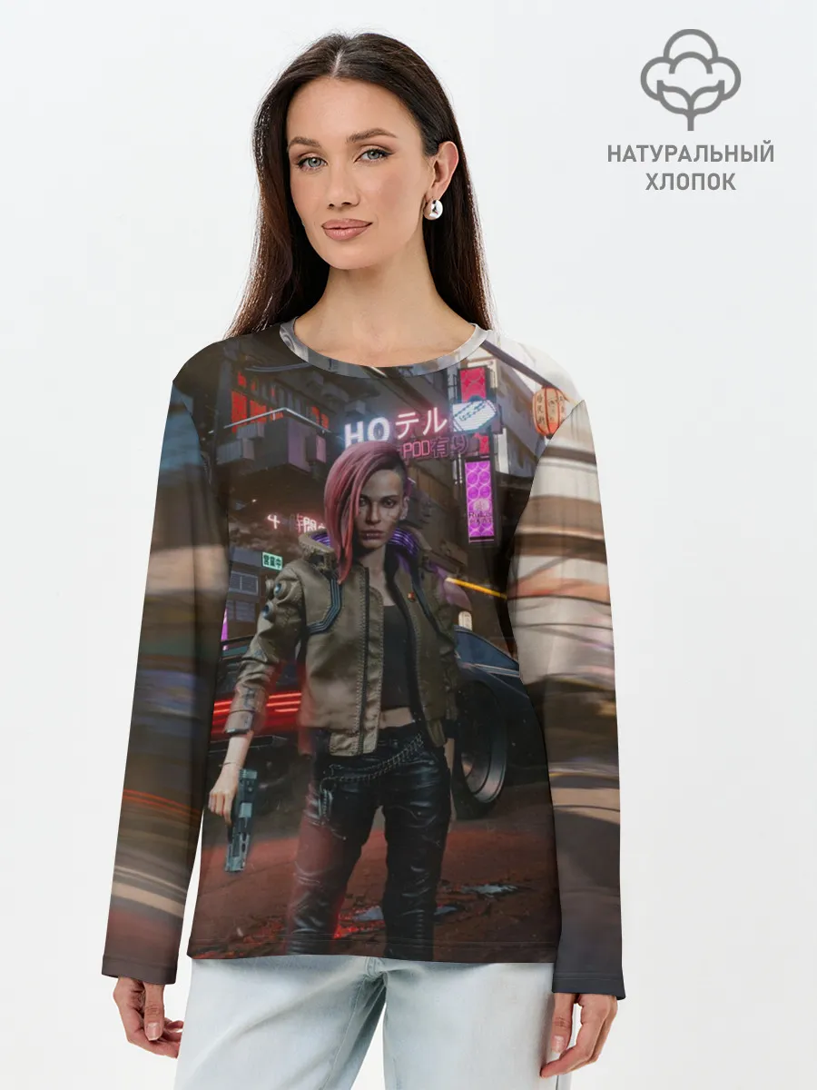 Лонгслив женский. Хлопок / Cyberpunk 2077