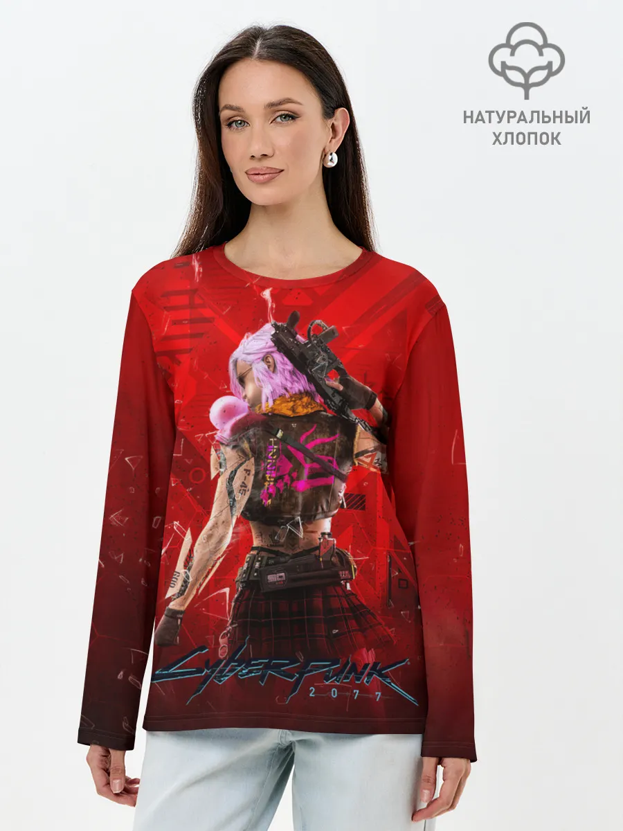 Лонгслив женский. Хлопок / КИБЕРПАНК 2077