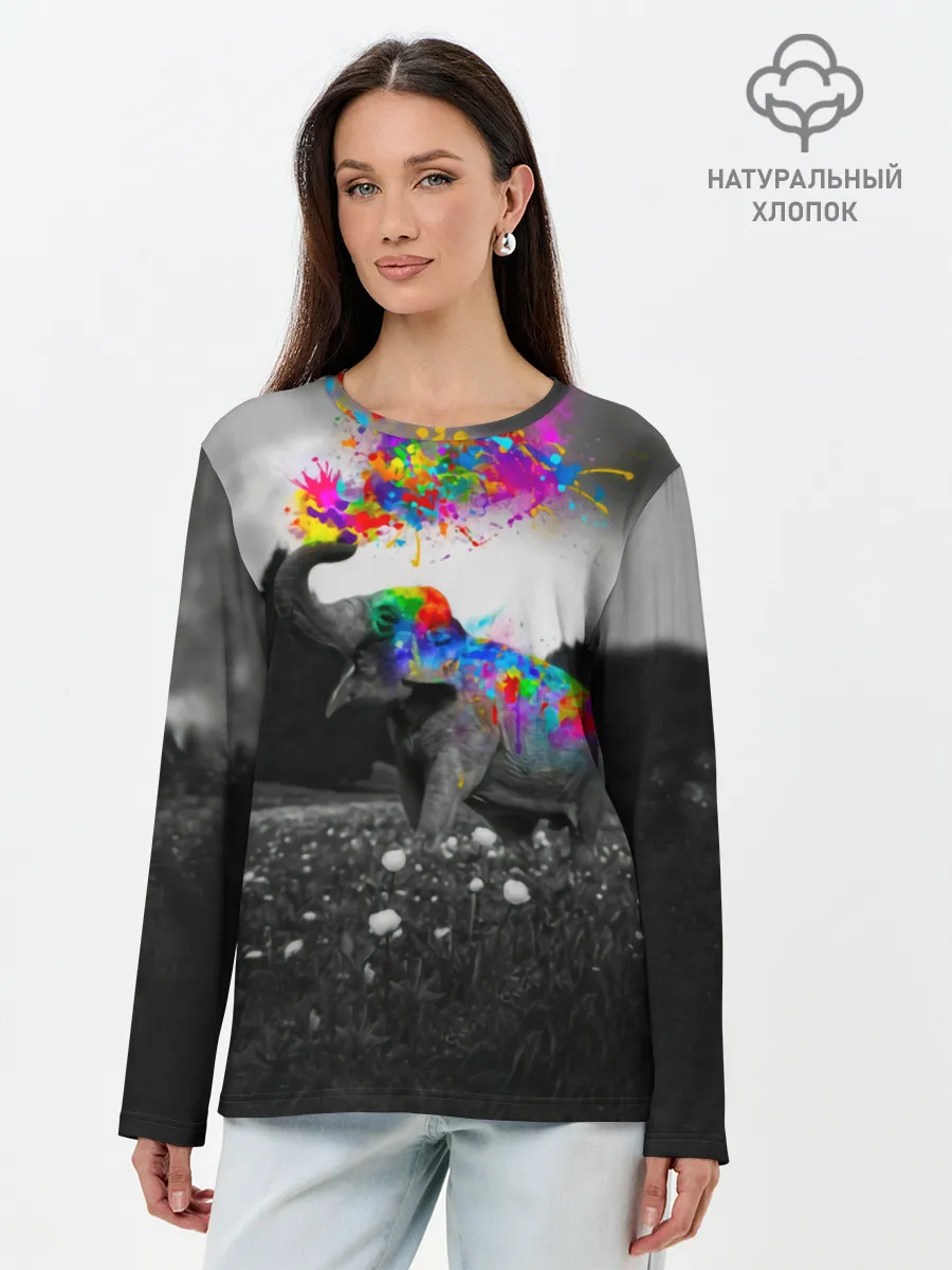 Лонгслив женский. Хлопок / Слон