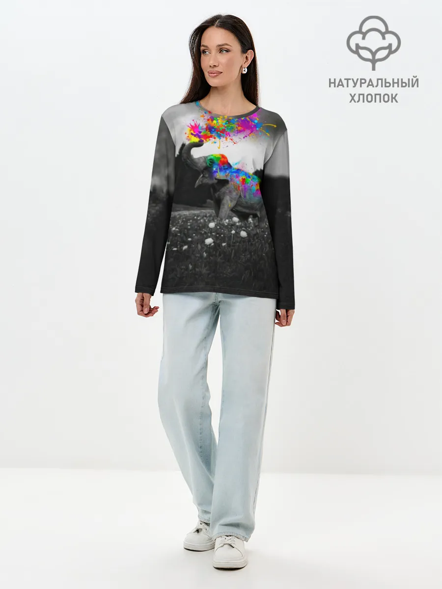 Лонгслив женский. Хлопок / Слон