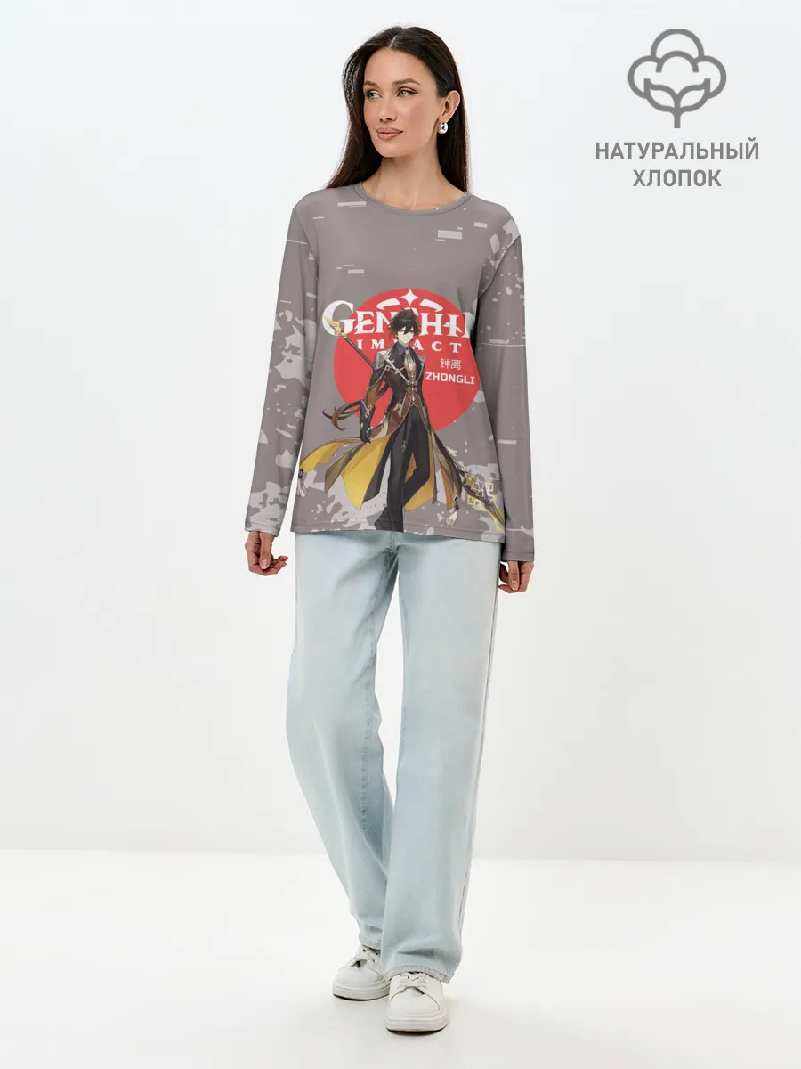 Лонгслив женский. Хлопок / Genshin Impact - Zhongli