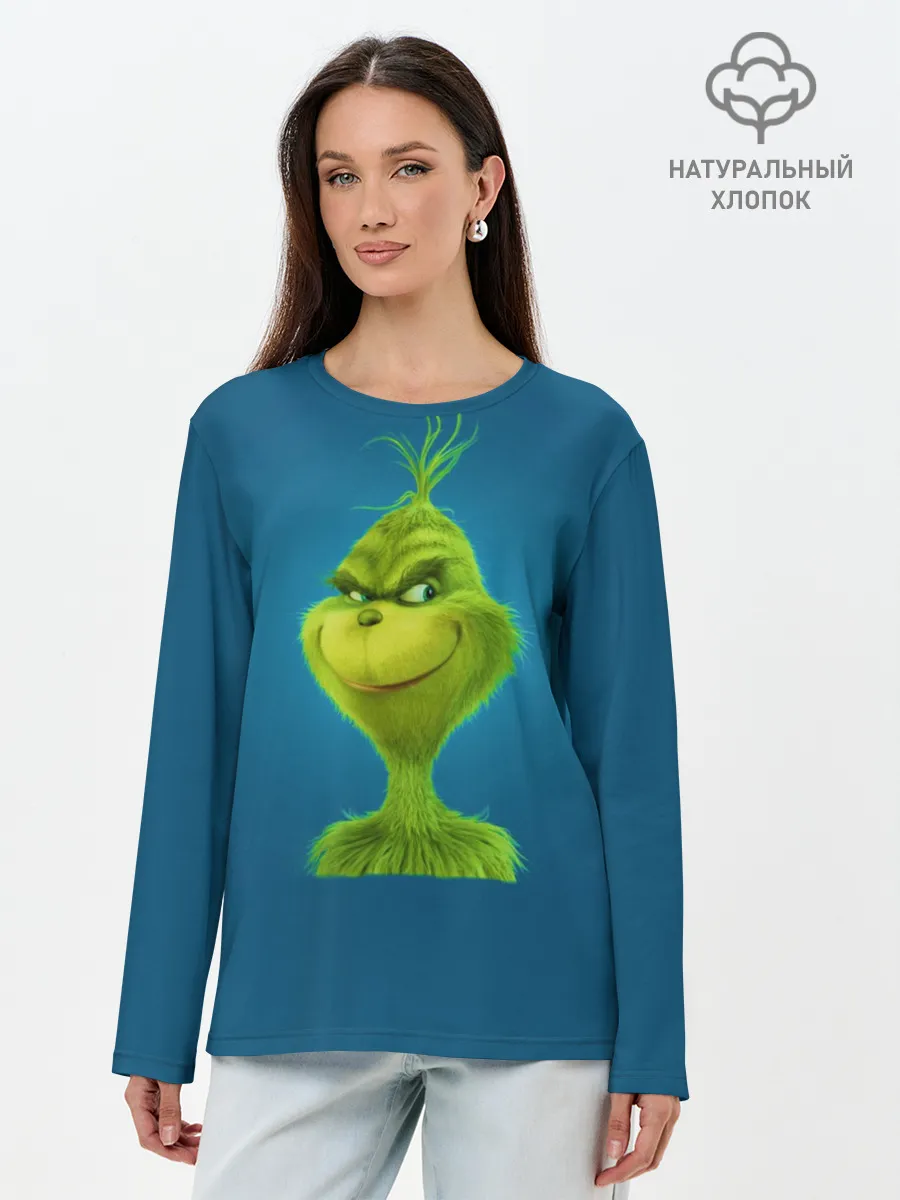 Лонгслив женский. Хлопок / Гринч