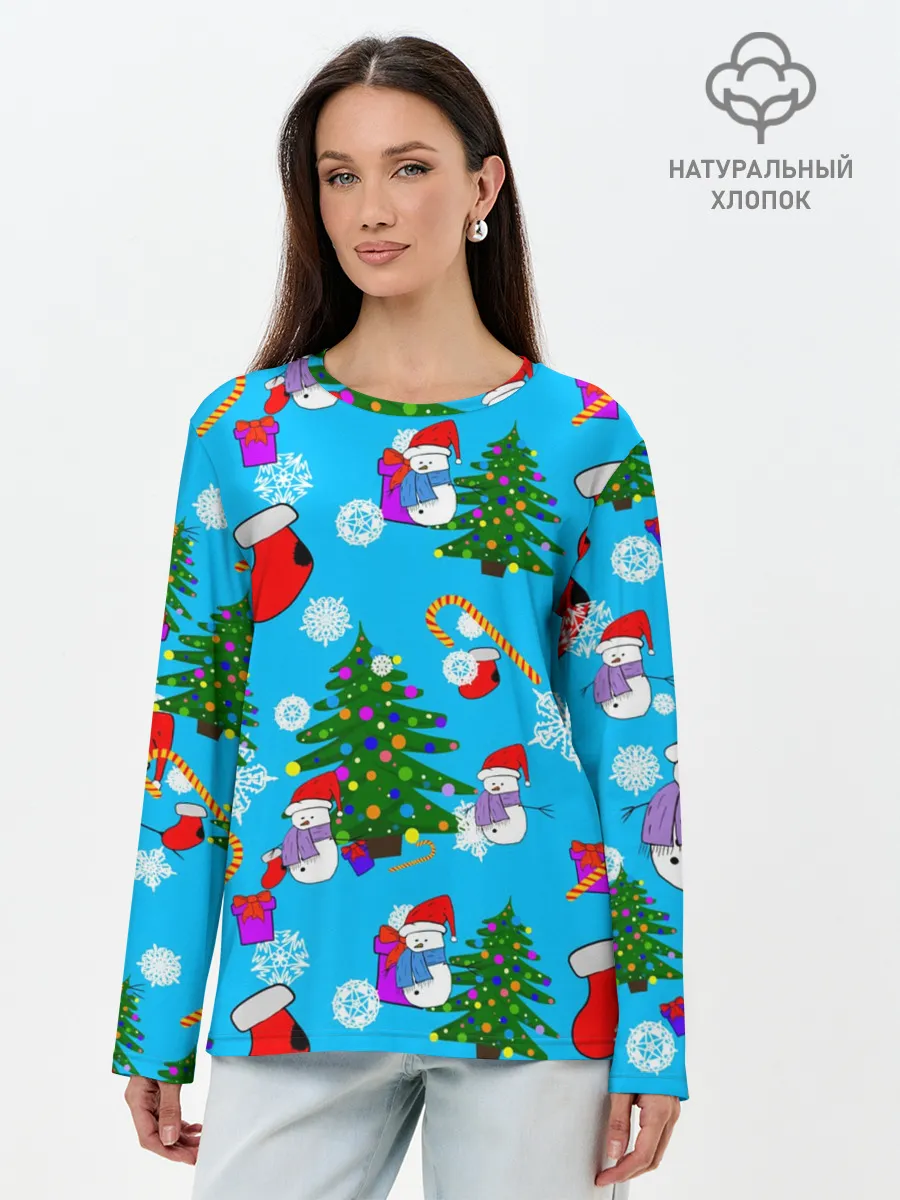 Лонгслив женский. Хлопок / Новый год