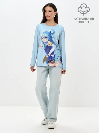 Лонгслив женский. Хлопок / коносуба аква поза