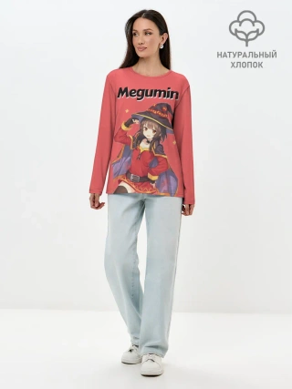 Лонгслив женский. Хлопок / Megumin показывает силу