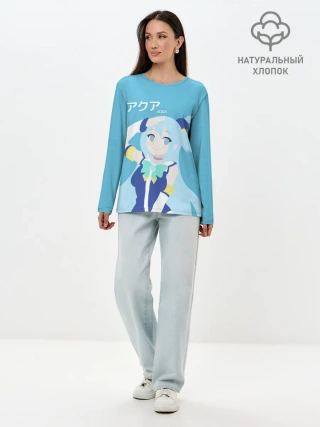 Лонгслив женский. Хлопок / коносуба аква лого