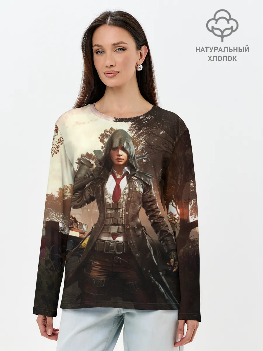 Лонгслив женский. Хлопок / PUBG