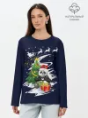Лонгслив женский. Хлопок / Рождественская Панда
