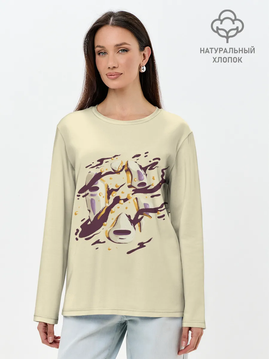 Лонгслив женский. Хлопок / Маска Безликого раскололась