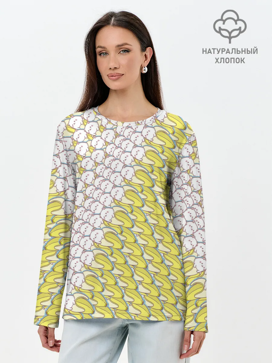 Лонгслив женский. Хлопок / Банана-котики