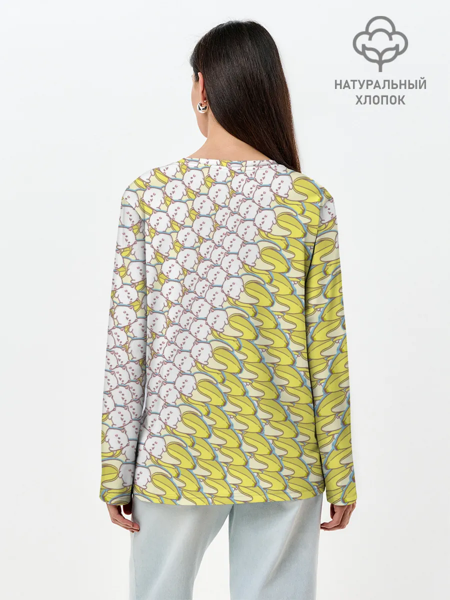 Лонгслив женский. Хлопок / Банана-котики