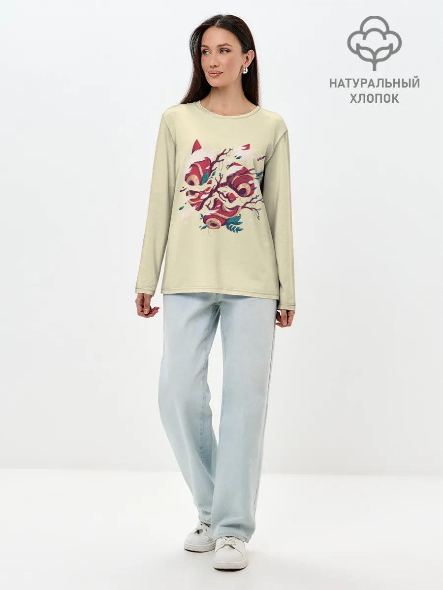 Лонгслив женский. Хлопок / Сердце Унесенные призраками