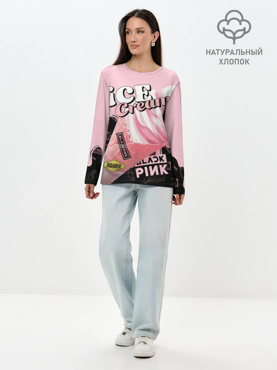 Лонгслив женский. Хлопок / BLACKPINK ICE CREAM