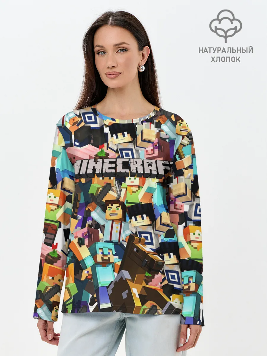 Лонгслив женский. Хлопок / MINECRAFT