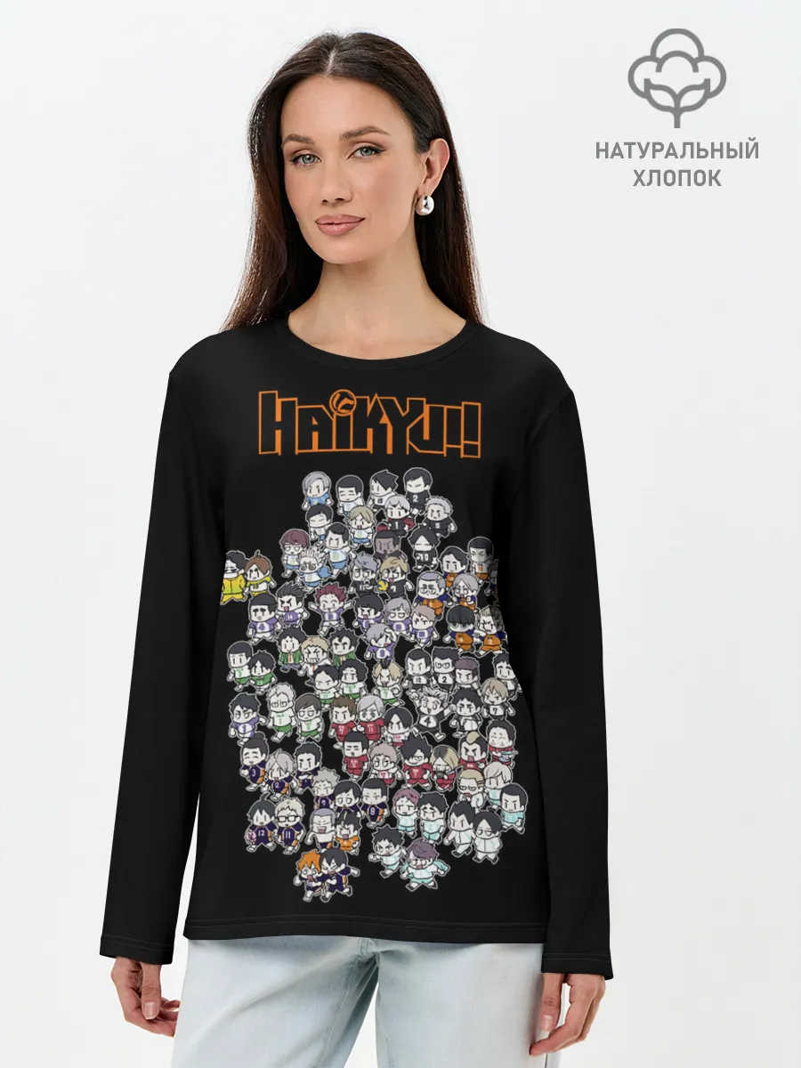 Лонгслив женский. Хлопок / Haikyuu Haikyu Чиби