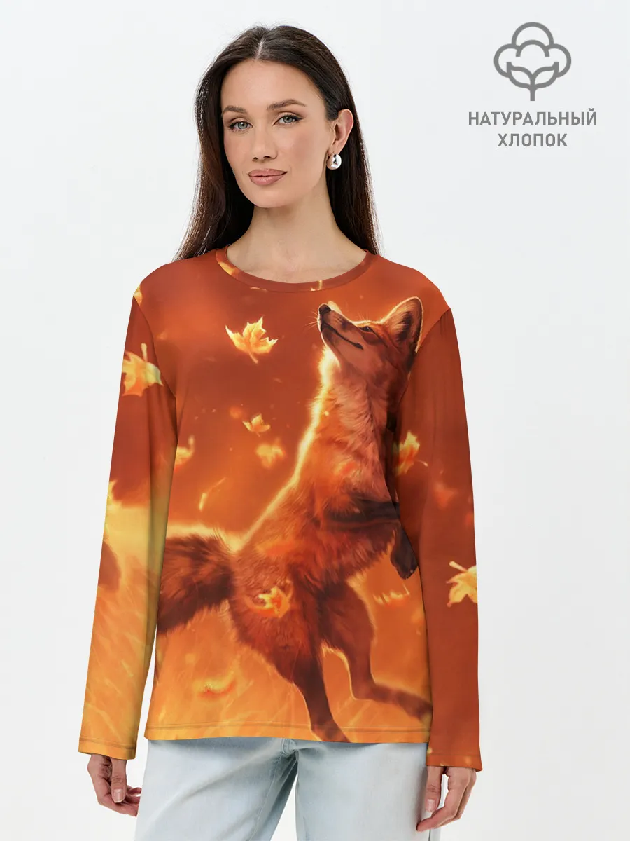 Лонгслив женский. Хлопок / Лисенок