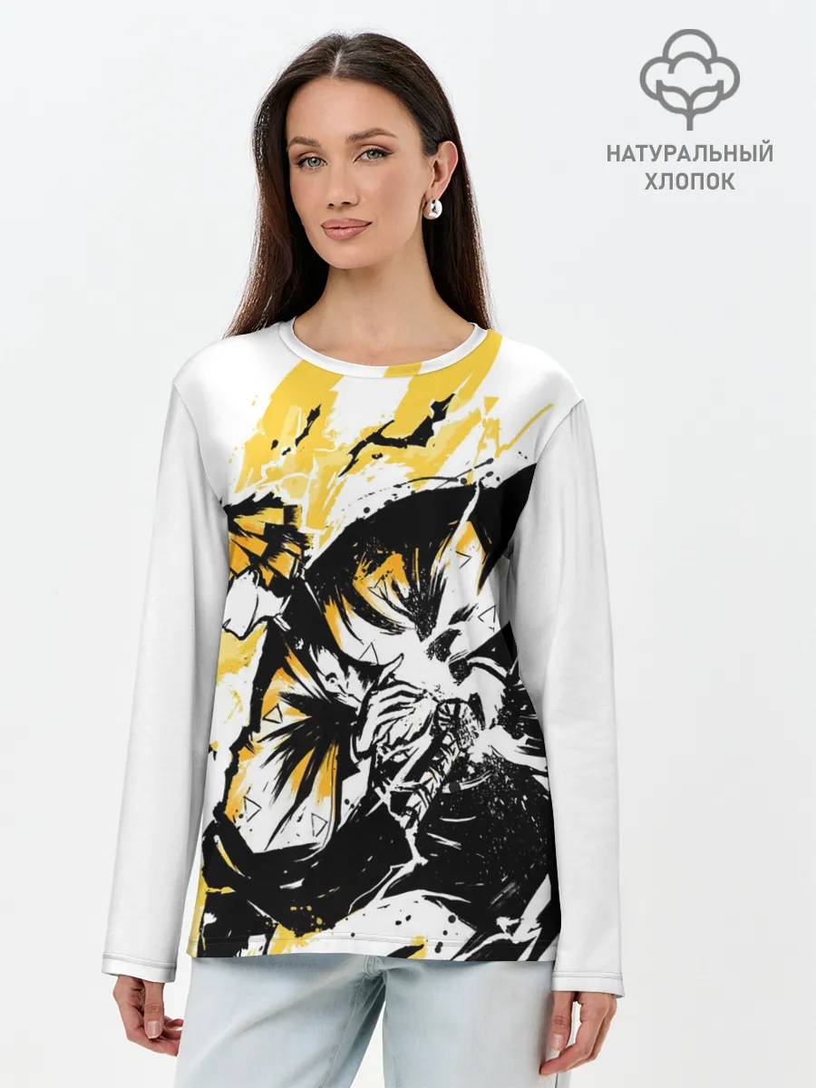 Лонгслив женский. Хлопок / Zenitsu Зеницу Клинок